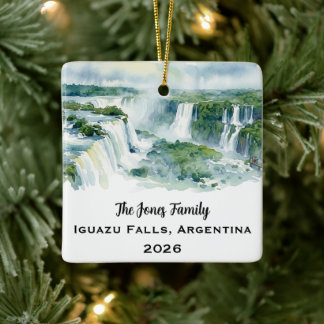 Personalisiertes Iguazu-Wasserfälle-Weihnachten Keramikornament