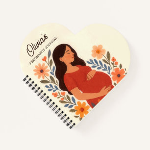 Personalisiertes illustriertes schwangeres Frauen- Notizbuch