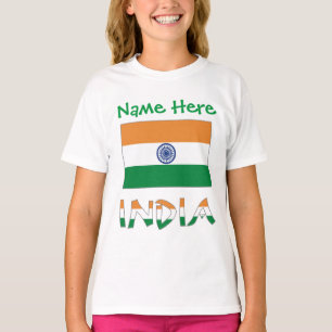Personalisiertes Indien-Flagge-Geschenk für Mädche T-Shirt