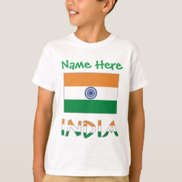 Personalisiertes Indien-Flagge-Geschenk Jungen T-Shirt