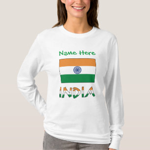 Personalisiertes Indien-Flagge-Geschenk Langarmshi T-Shirt