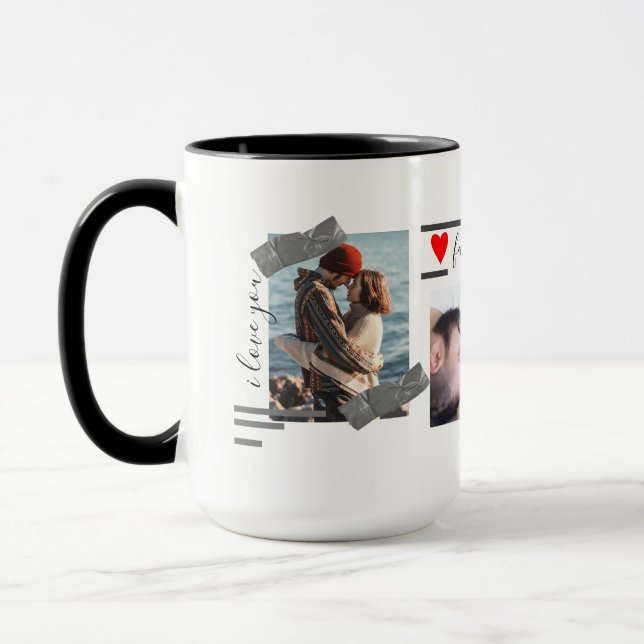 Personalisiertes individuelles Foto Collage Einmal Tasse (Links)