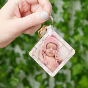 Personalisiertes individuelles Foto Rosa-Marmor-Mu Schlüsselanhänger