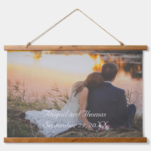 Personalisiertes individuelles Hochzeitsfoto Wandteppich Mit Holzrahmen