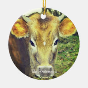 Personalisiertes individuelles Kuh-Foto Keramik Ornament