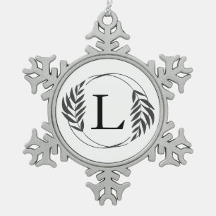 Personalisiertes individuelles Monogramm-Geschenk Schneeflocken Zinn-Ornament