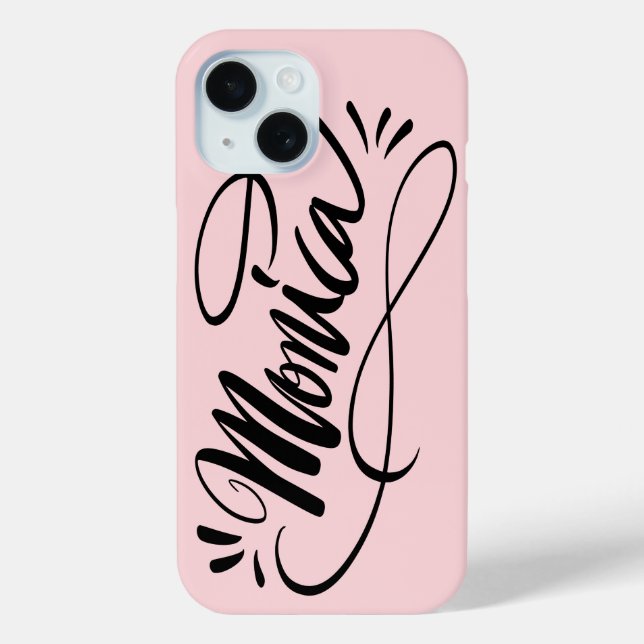 Personalisiertes iPhone 15 Cover mit dem Namen Mon (Rückseite)