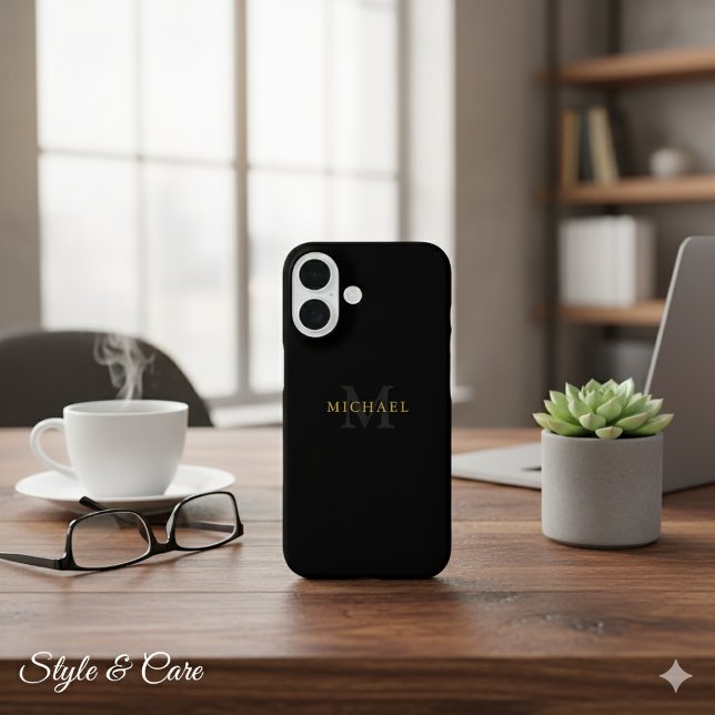 Personalisiertes iPhone 16 Fall mit Name & Initial Hülle (Personalized iPhone 16 Case with Name & Initials)