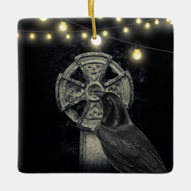Personalisiertes Irisches Keltisches Kreuz und Cro Keramikornament (Vorderseite)