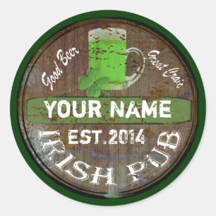 Personalisiertes irisches Pub-Schild Runder Aufkleber
