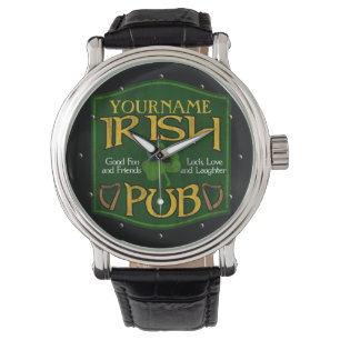 Personalisiertes irisches Pub-Zeichen Armbanduhr