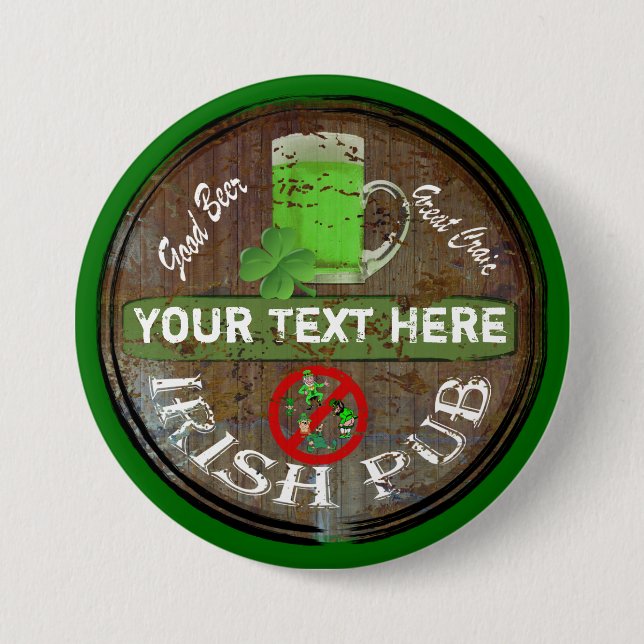Personalisiertes irisches Pub-Zeichen Button (Vorderseite)