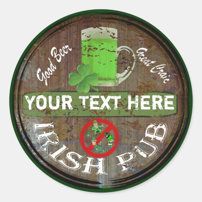Personalisiertes irisches Pub-Zeichen Runder Aufkleber (Vorderseite)