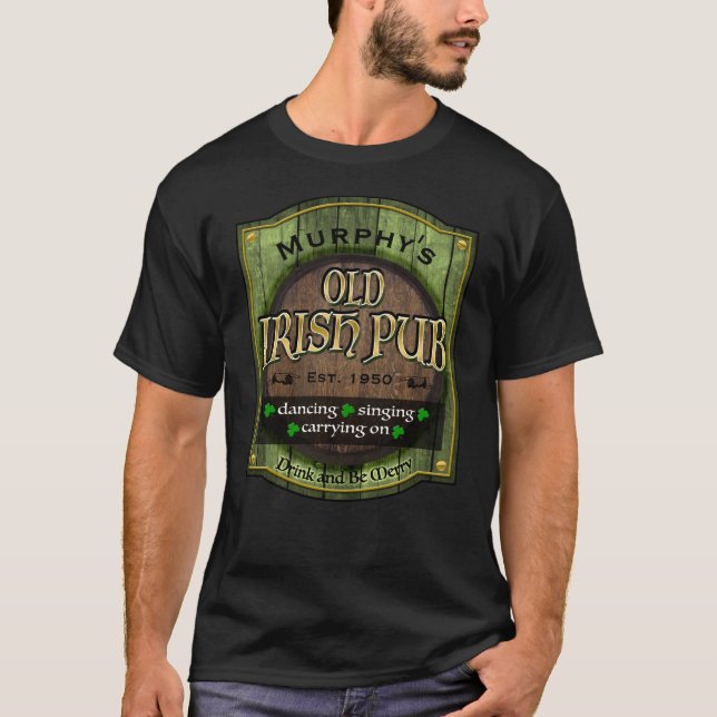 Personalisiertes irisches Pub-Zeichen T-Shirt (Vorderseite)