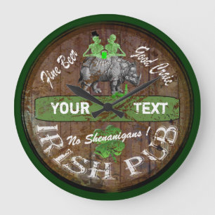 Personalisiertes irisches Pubzeichen Große Wanduhr