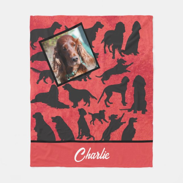 Personalisiertes irisches Setter-Muster Fleecedecke (Vorderseite)