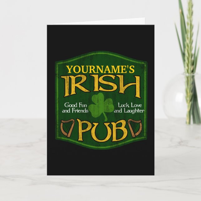Personalisiertes Irish Pub-Zeichen Karte (Vorderseite)