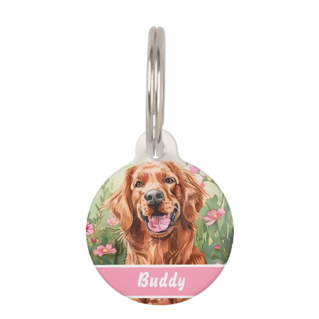 Personalisiertes Irish Setter Dog Tag Haustiermarke (Vorderseite)