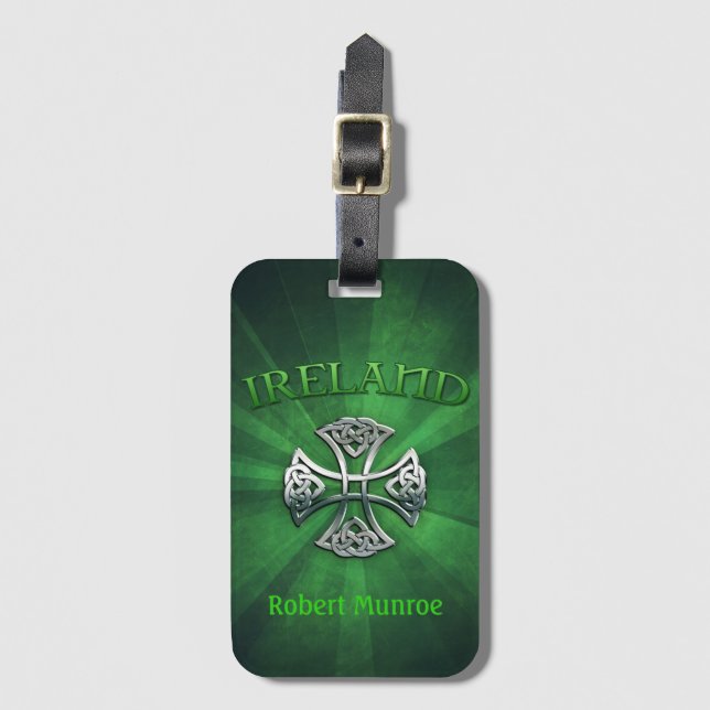 Personalisiertes Irland Celtic Cross Gepäckanhänger (Vorderseite Vertikal)