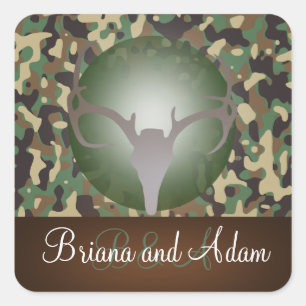 Personalisiertes Jagdthema Antlers Camouflage Hoch Quadratischer Aufkleber
