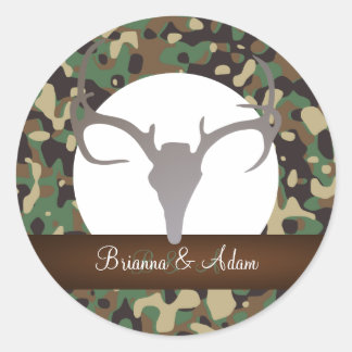 Personalisiertes Jagdthema Antlers Camouflage Hoch Runder Aufkleber
