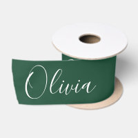 Personalisiertes Jägergrün Elegantes Namens-Satin
