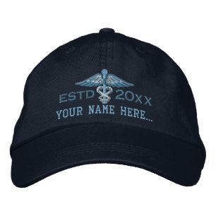 Personalisiertes Jahr Ihr Text Medical Caduceus Bestickte Baseballkappe