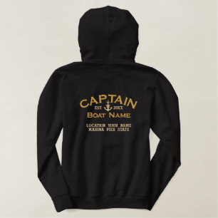 Personalisiertes Jahr und Marine Captain Star Anch Bestickter Hoodie