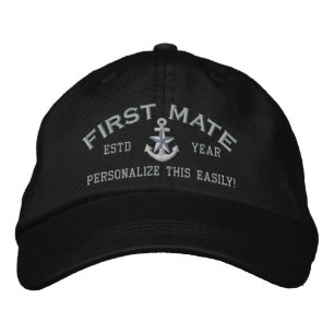 Personalisiertes Jahr und Name First Mate Silver S Bestickte Baseballkappe