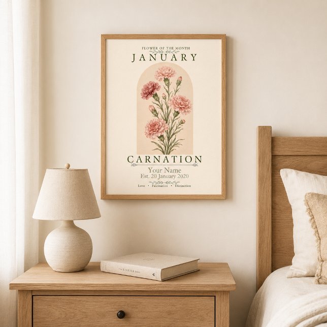 Personalisiertes Januar-Geburtsblumenposter Poster (Von Creator hochgeladen)
