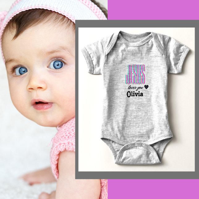 Personalisiertes Jesus Liebe You Olivia Baby Bodys Baby Strampler (Von Creator hochgeladen)
