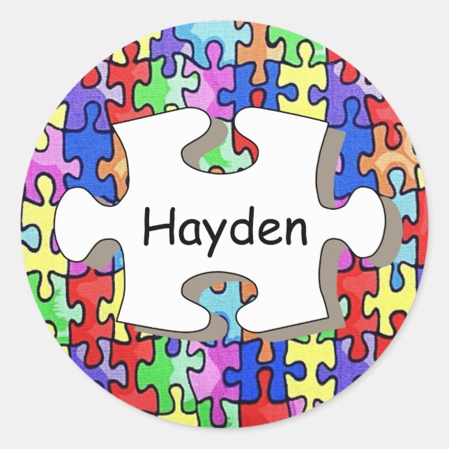 Personalisiertes Jigsaw Puzzle Muster Runder Aufkleber (Vorderseite)