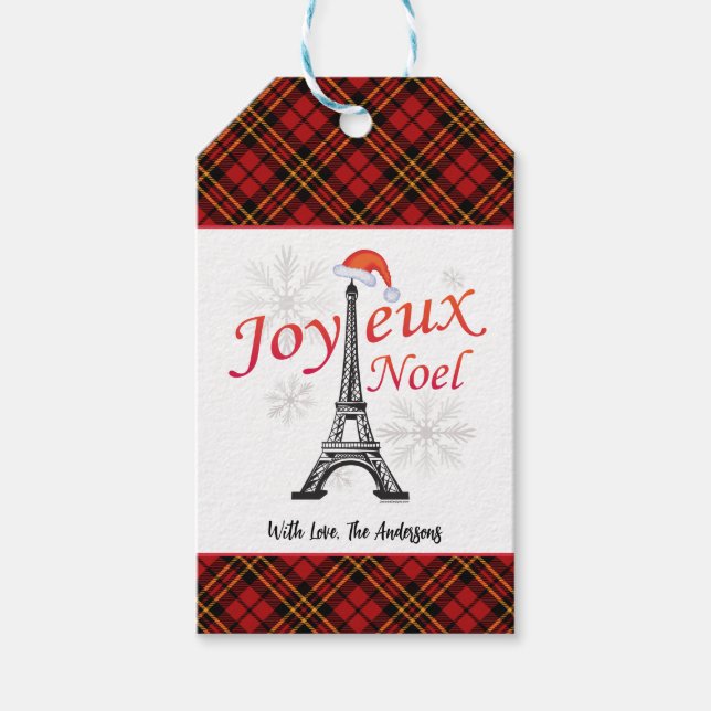 Personalisiertes Joyeux-Weihnachten Geschenkanhänger (Vorderseite)
