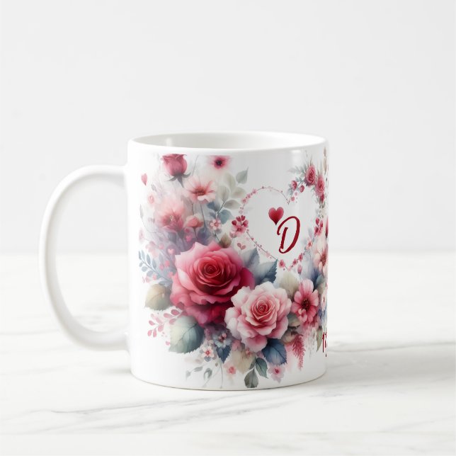 Personalisiertes Jubiläumsgeschenk mit Herz Kaffeetasse (Links)