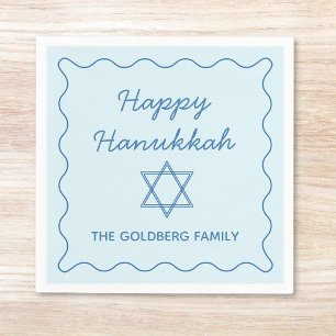 Personalisiertes jüdisches Star Blue Happy Hanukka Serviette