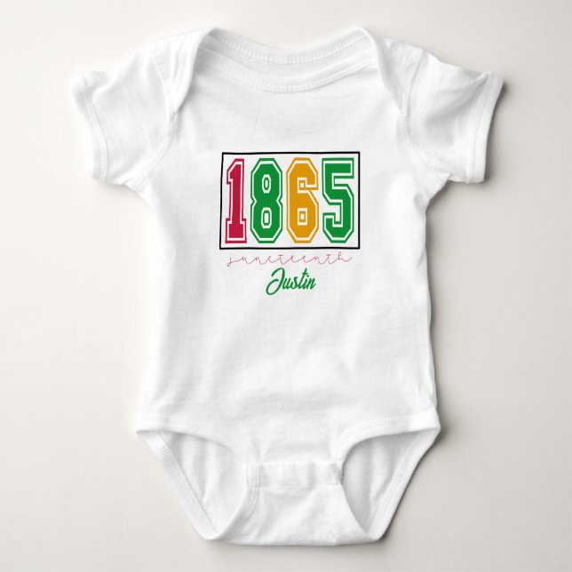 Personalisiertes Juneteh - Schwarze Geschichte Baby Strampler (Vorderseite)