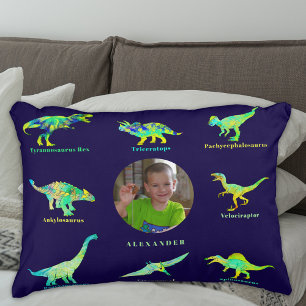 Personalisiertes Jungen-Foto Dinosaurier Dekokissen