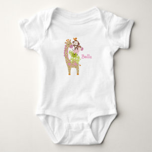 Personalisiertes Jungle Jill/Girl Animals Baby-Shi Baby Strampler