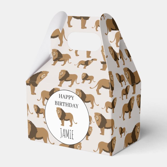 Personalisiertes Jungle Lion Tiermuster Geburtstag Geschenkschachtel (Vorderseite)