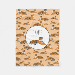 Personalisiertes Jungle Tiger Tiermuster Fleecedecke