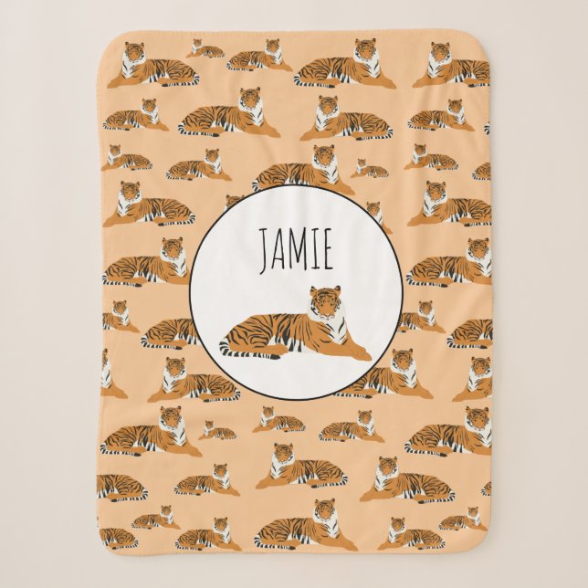 Personalisiertes Jungle Tiger Tiermuster Sherpadecke (Vorderseite)