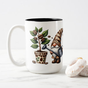 Personalisiertes Kaffeegnom-Wasserpflanzengeschenk Zweifarbige Tasse