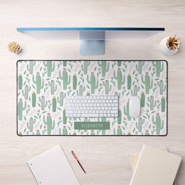 Personalisiertes Kaktus-botanisches Muster Schreibtischunterlage (Büro 1)