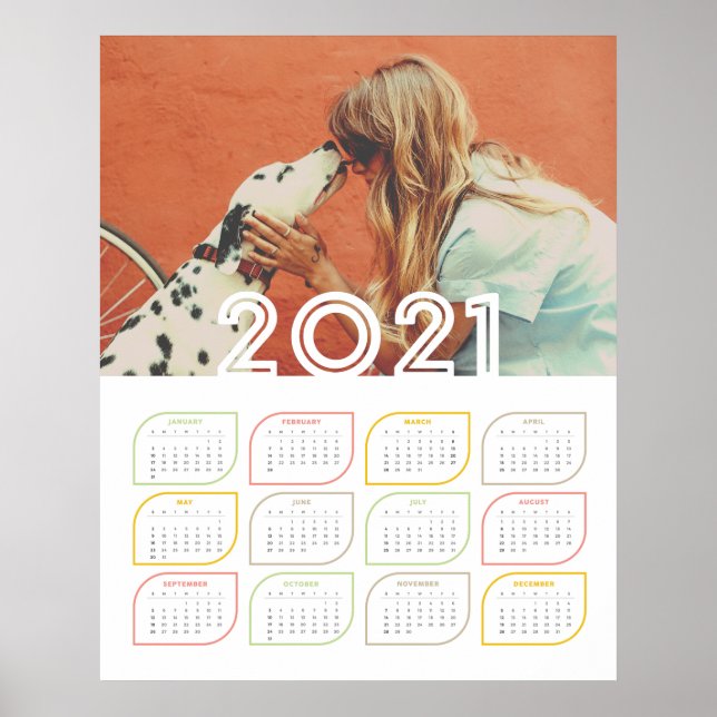 Personalisiertes Kalenderposter 2021 | Modernes Le Poster (Vorne)
