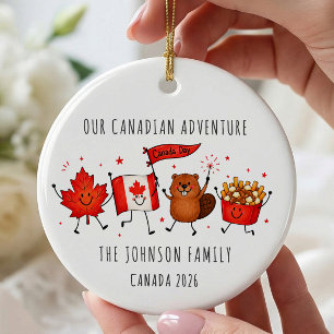 Personalisiertes Kanada-Familienreise-Ornament Keramik Ornament