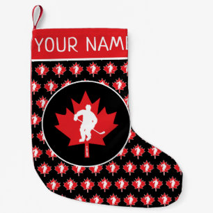 Personalisiertes kanadisches Hockey-Ahornleaf Kleiner Weihnachtsstrumpf