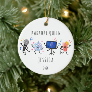 Personalisiertes Karaoke-Queen-Christmas-Ornament Keramik Ornament