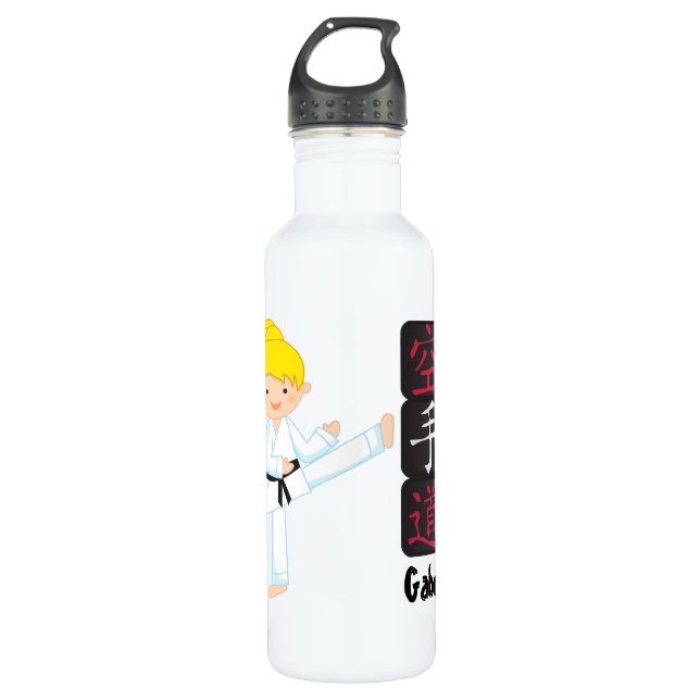 Personalisiertes Karate-Mädchen Trinkflasche (Vorderseite)