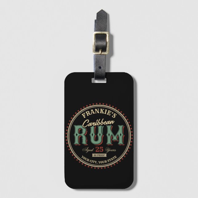 Personalisiertes karibisches Rum-Liquor-Flaschenet Gepäckanhänger (Vorderseite Vertikal)