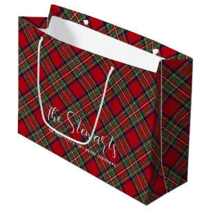 Personalisiertes Kariertes Skript - Stewart Tartan Große Geschenktüte